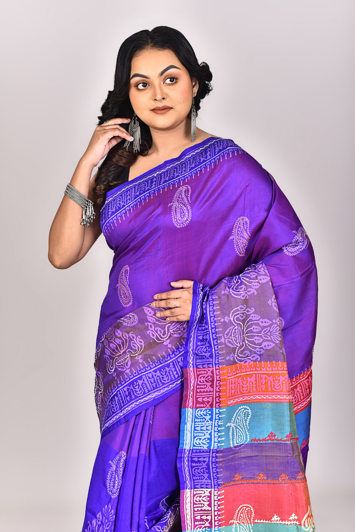 Women's Women's Katan Silk Lambani Saree With Blouse Piece With Blouse Piece