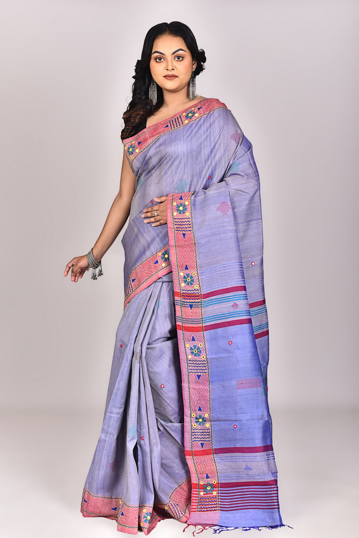 Women's Katan Silk Lambani Saree With Blouse Piece With Blouse Piece