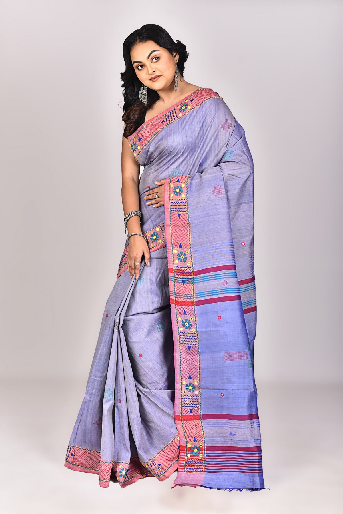 Women's Katan Silk Lambani Saree With Blouse Piece With Blouse Piece